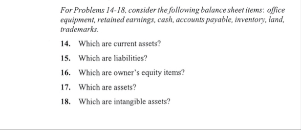 For Problems 1 4 - 1 8 , consider the following