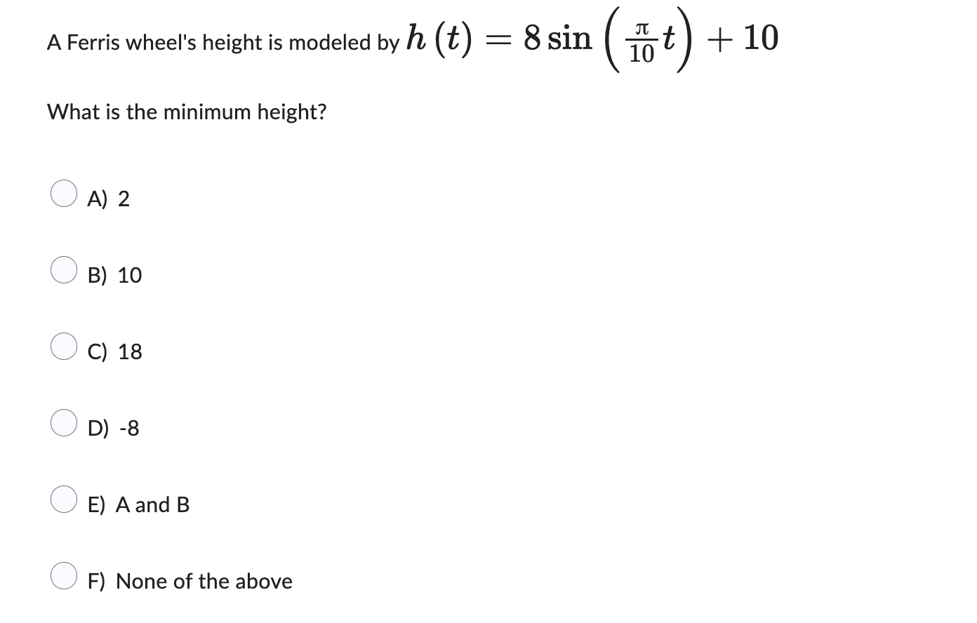 A Ferris wheel's height i s modeled b y h ( t ) =