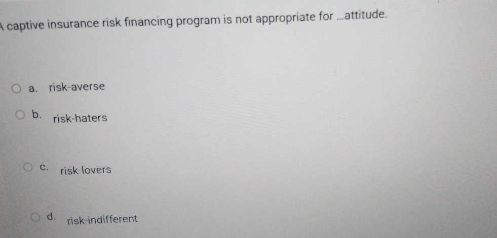 A captive insurance risk financing program is not