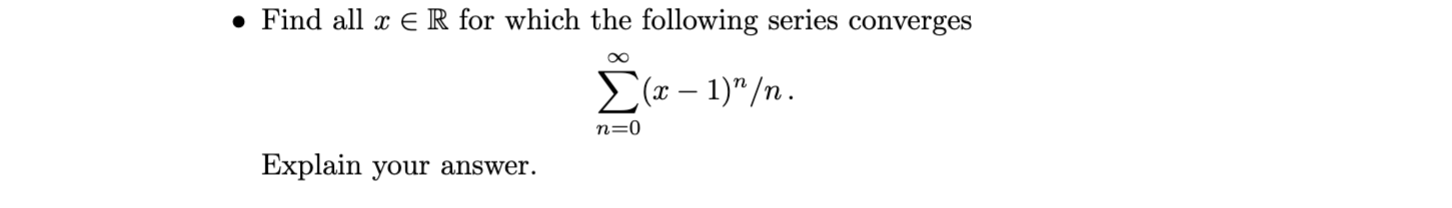 Find all xinR for which the following series