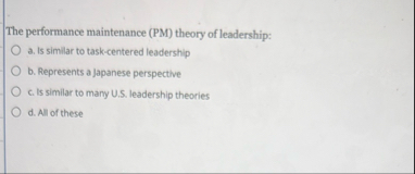 The performance maintenance ( PM ) theory of