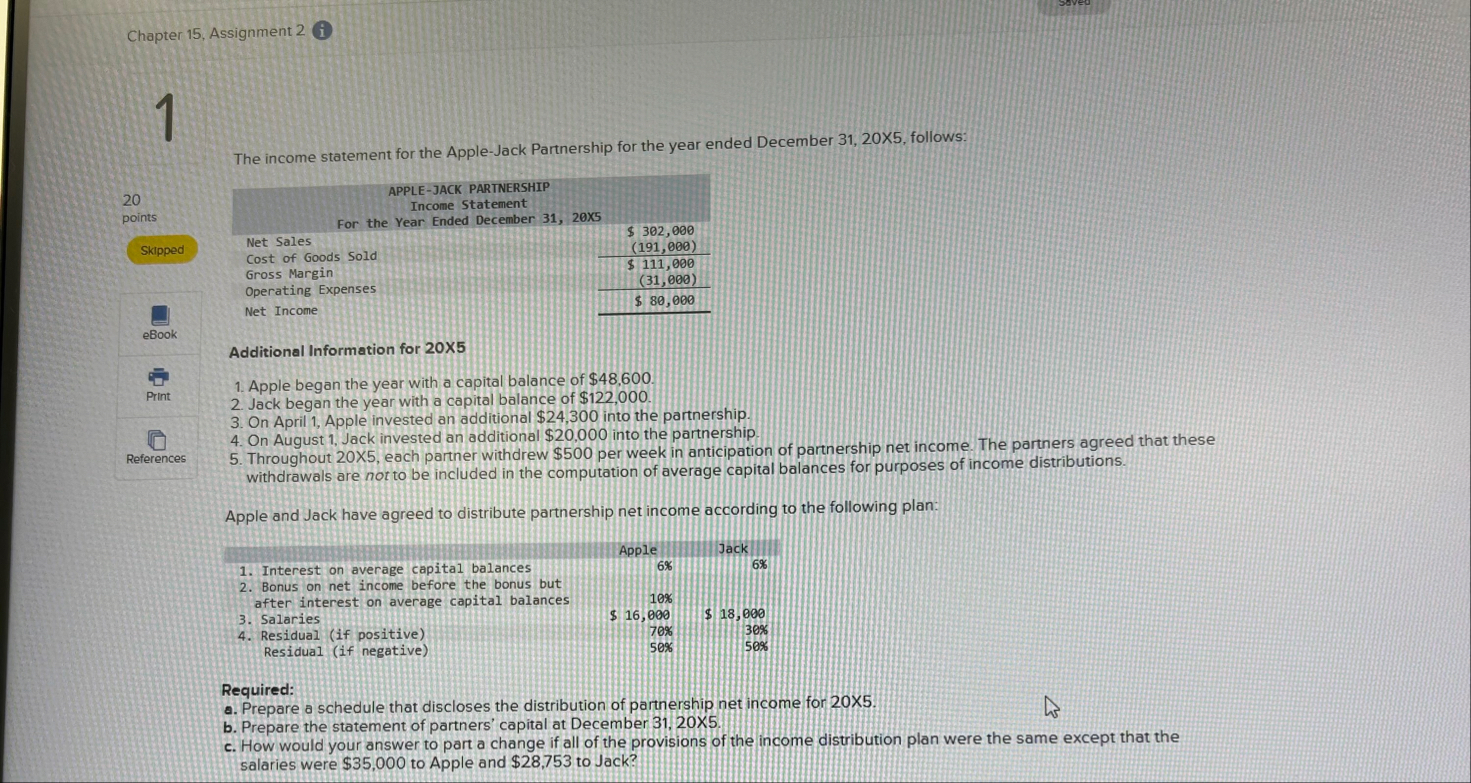 Chapter 1 5 , Assignment 2 ( i ) 1 The income
