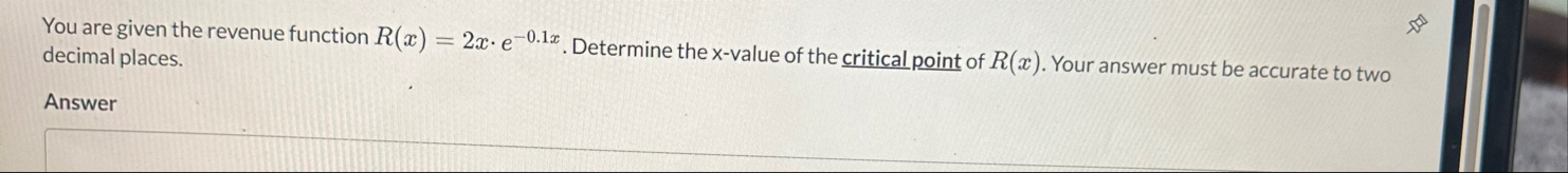 You are given the revenue function R ( x ) = 2 x