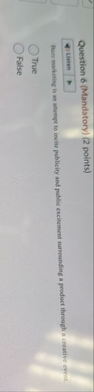 Question 6 ( Mandatory ) ( 2 points ) Listen Bux