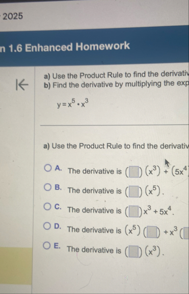 2 0 2 5 1 . 6 Enhanced Homework a ) Use the