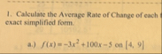 Calculate the Average Rate of Change of each