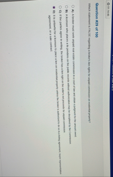 Question # 2 9 of 1 0 0 Which statement is FALSE