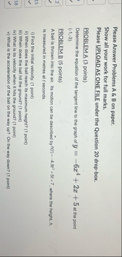 Please Answer Problems A & B on paper. Show all