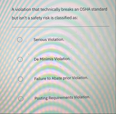 A violation that technically breaks an OSHA