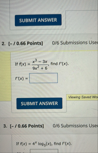 [ - / 0 . 6 6 Points ] 0 / 6 Submissions Use If f