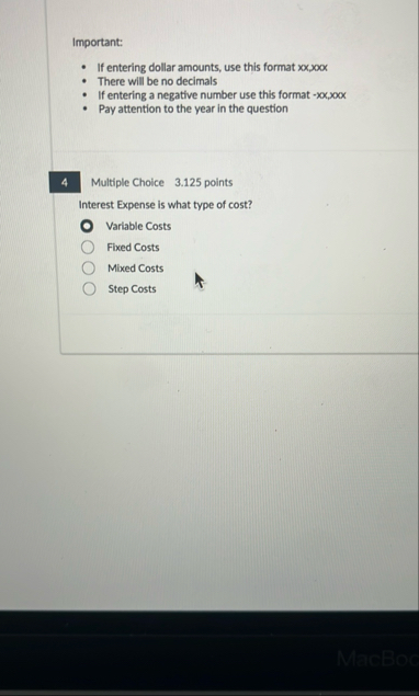 Important: If entering dollar amounts, use this