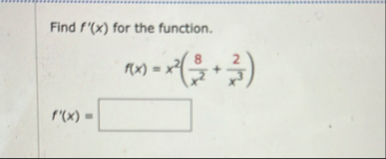 Find f ' ( x ) for the function. f ( x ) = x 2 (