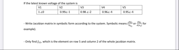 If the latest known voltage of the system is \