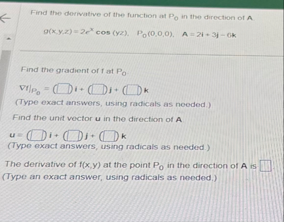 Find the derivative of the function at P 0 in the
