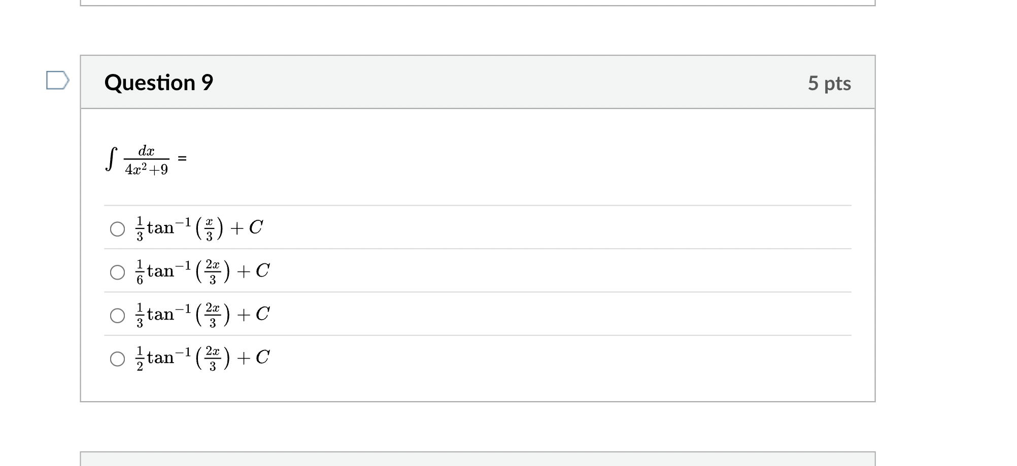 Question 9 d x 4 x 2 + 9 = 1 3 t a n - 1 ( x 3 )