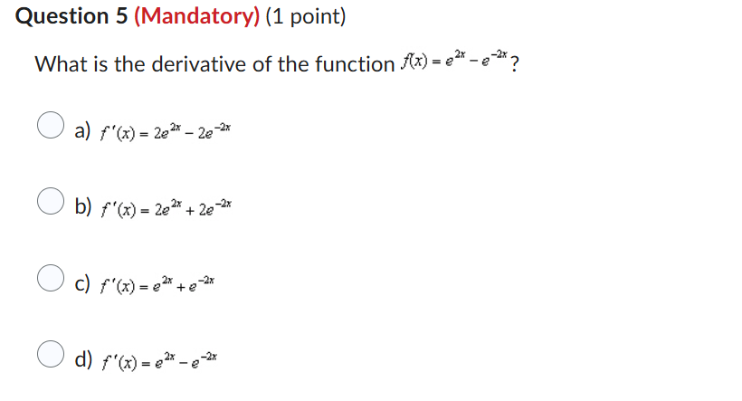 Question 5 ( M a n d a t o r y ) ( 1 point ) What