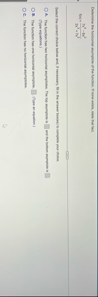 Determine the horizontal asymptote of the