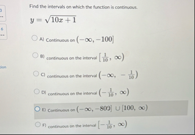 Find the intervals on which the function is