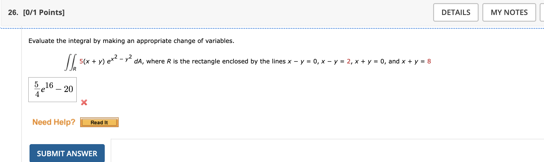 Evaluate the integral b y making a n appropriate