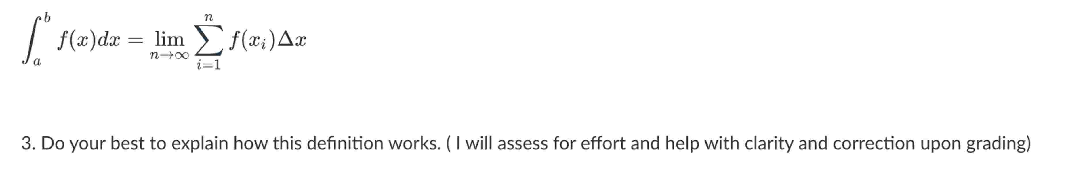 a b f ( x ) d x = lim n i = 1 n f ( x i ) x D o