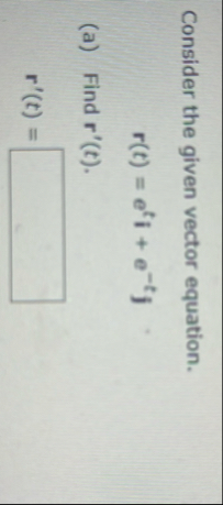 Consider the given vector equation. r ( t ) = e t