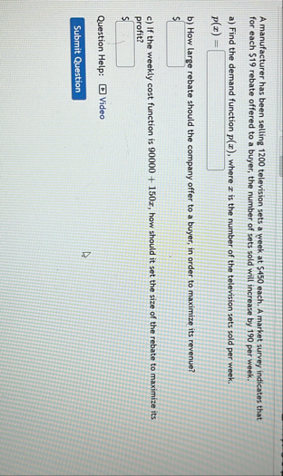 A manufacturer has been selling 1 2 0 0