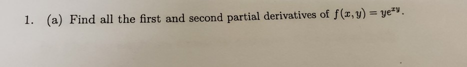 Find all first and second partial derivatives of