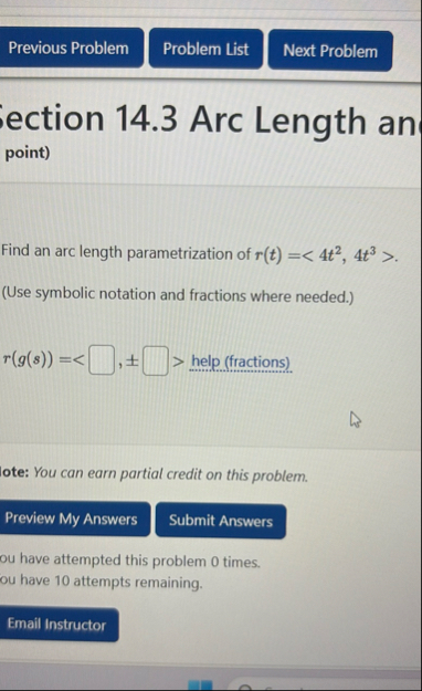 ection 1 4 . 3 Arc Length an point ) Find an arc