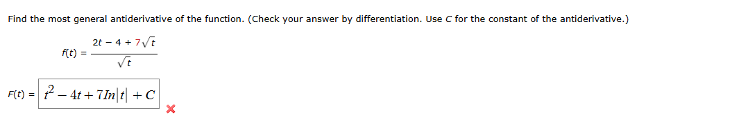 C for the constant o f the antiderivative. f ( t