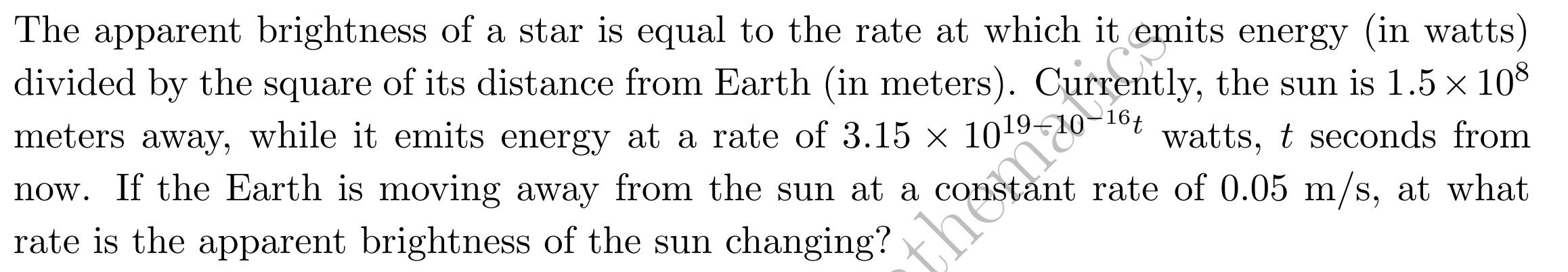 The apparent brightness o f a star i s equal t o