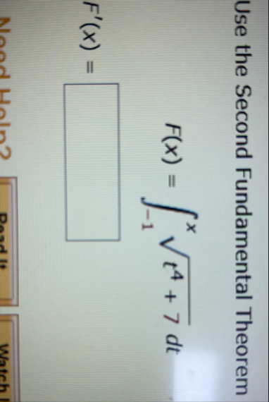 Use the Second Fundamental Theorem , F ( x ) = -