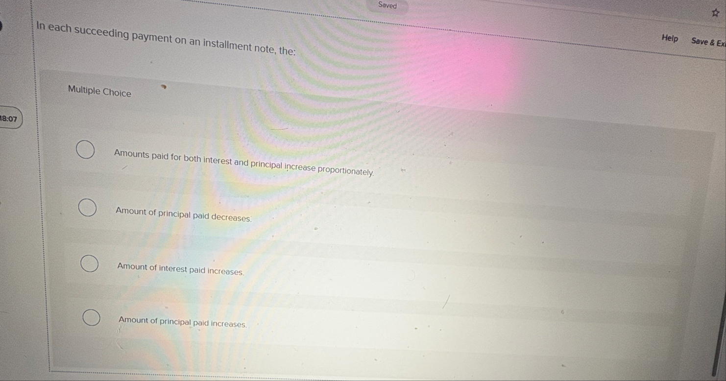 Saved In each succeeding payment on an