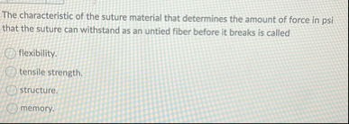 The characteristic of the suture material that