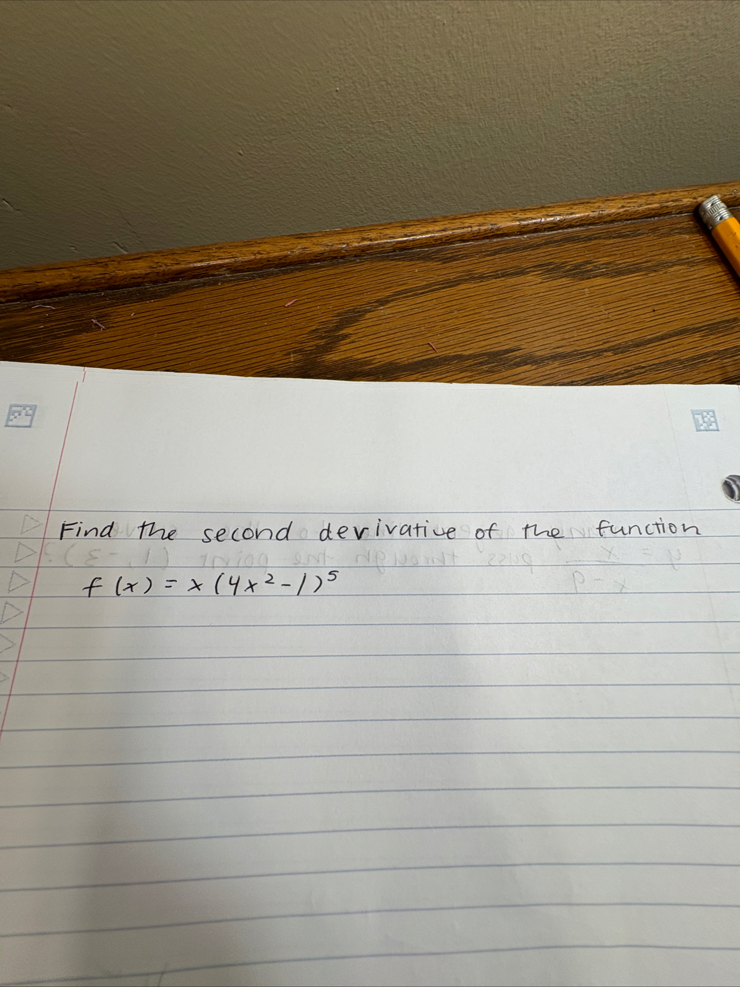 Find the second devirative of the function f ( x