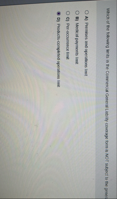 Which of the following limits in the Commercial