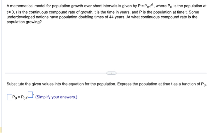 A mathematical model for population growth over