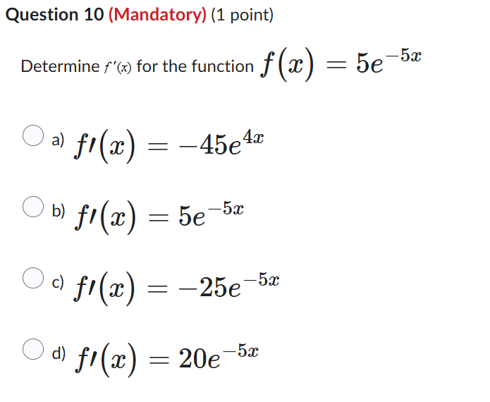 Question 1 0 ( M a n d a t o r y ) ( 1 point )