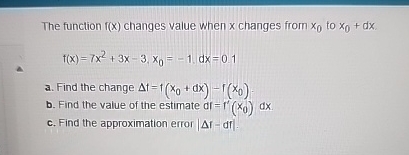 The function f ( x ) changes value when x changes