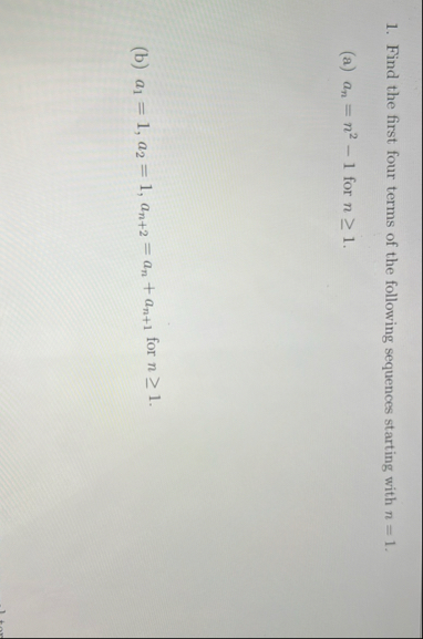 Find the first four terms of the following