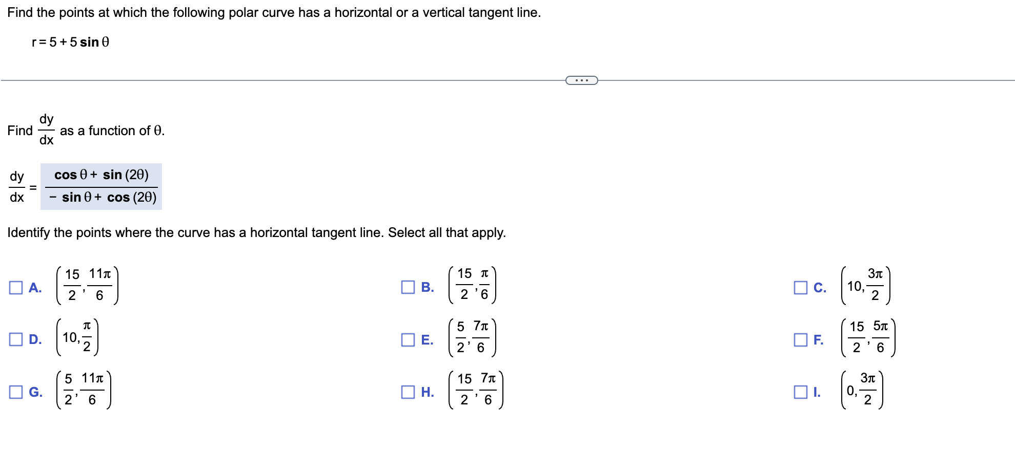 Find the points a t which the following polar