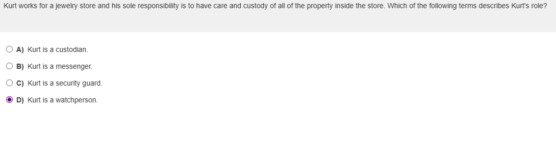 Kurt works for a jewelry store and his sole