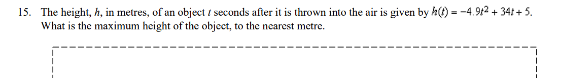 The height, h , i n metres, o f a n object t