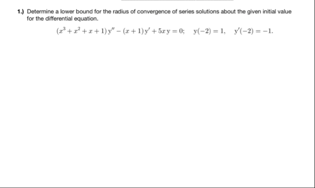 1 . ) Determine a lower bound for the radius of
