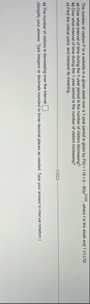 The number of visitors P to a website in a given