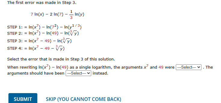 The first error was made i n Step 3 . 7 l n ( x )