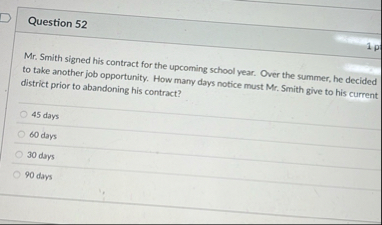 Question 5 2 1 p Mr . Smith signed his contract
