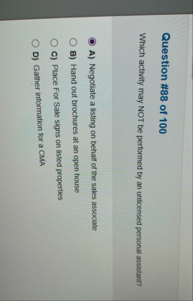 Question # 8 8 of 1 0 0 Which activity may NOT be