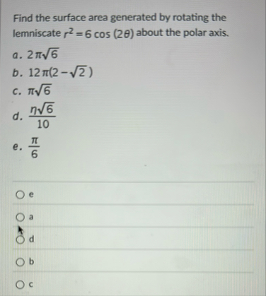 Find the surface area generated by rotating the