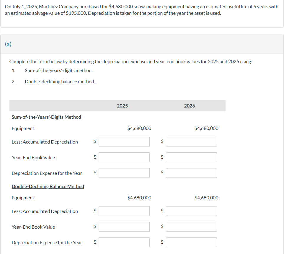 O n July 1 , 2 0 2 5 , Martinez Company purchased