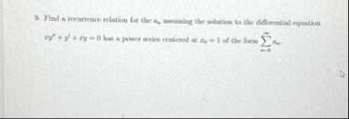 Find a recurrence relation for the a s awuming